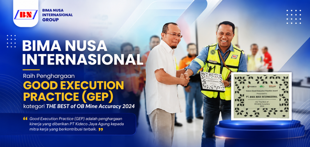 PT Bima Nusa Internasional menerima penghargaan GEP Kideco kategori The Best of OB Mine Accuracy 2024